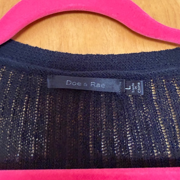 Doe & Rae Black & White Long Cardigan Sweater, Size L - Picture 3 of 3